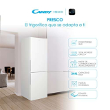 Candy Fresco CCE4T618EW, Frigorifero combi, Total no frost Circle+, 344l, Archiviazione flessibile, Wi-Fi, Ripiani Safety Glass, Luci LED, Porte reversibili, 39dBA, Classe E, Bianco