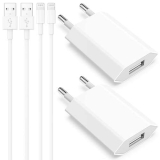 Caricatore for iPhone, Caricabatterie con 4er-Pack Cavo 2M e 5W Presa USB Adatti for iPhone 8 7 6 6S 5 14 13 12 11 Pro Max XR X XS SE Plus Pad, Adattatore USB A Adattatore di Carica Batteria Romalux
