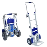 Carrello montascale elettrico pieghevole per sacchi, freni di sicurezza, batteria al litio da 48 V, carichi fino a 170 kg, trasporto in lavatrice, ausilio alla conversione, timone e pala ripiegabili,