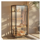 Casa per gatti Cuccia for gatti panoramica in vetro, gabbietta for gatti di grandi dimensioni, pratica cuccia for gatti in legno, gabinetto for gatti, gabinetto for gatti (E) Gabbia per gatti