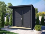 Casetta da Giardino NERIS – Superficie: 6 m² – 237 x 297 cm – Grigio Antracite – Casetta da Giardino – Pavimento Rialzato – Capanno Trasformabile
