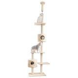 Casette Per Gatti Con Albero Dal Pavimento Al Soffitto, Solide Per Arrampicata Con Nido Regolabile, Tiragraffi In Corda Di Sisal, Articoli Per Animali Domestici, Alb,