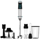 Cecotec Frullatore a Immersione Power Titanblack 1500 XL Perfectcream&Crush, 2300 W, 4 Lame Rivestimento Titanio Nero, Piede XL, Bicchiere 700 ml con Coperchio, Aste e Tritatutto con Becco Ghiaccio