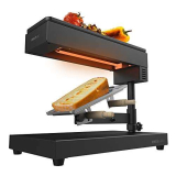 Cecotec Raclette Cheese&Grill 6000 nero. Potenza 600W, funzione grill, finitura in acciaio inox, termostato regolabile, 2 spatole in legno, griglia superiore antiaderente