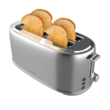 Cecotec Toast&Taste 1600 Retro Double Inox Tostapane, 4 fette, 1630 W, 2 fessure larghe da 3,8 cm e lunghe, in acciaio inox, aste superiori, potenza regolabile, vassoio raccogli briciole