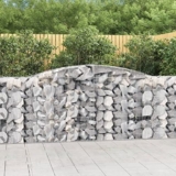 Cesti Gabbioni ad Arco 10 pz 400x50x100/120 cm Ferro Zincato,Griglie Gabbioni Argento Barriere Decorative e Fonoassorbenti per Giardino e Cortile Vasi e fioriere