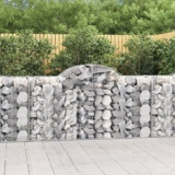 Cesti Gabbioni ad Arco 25 pz 200x50x100/120 cm Ferro Zincato,Muro in gabbione decorativo: barriera fonoassorbente e contenitore per giardini Vasi e fioriere