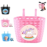 Cestino Bici Bambino, Cestino Manubrio Bambini, Dinosauro Cestino Bici, Unicorno Cestino Bici, Cestino Bicicletta Anteriore, per Bicicletta, Bilanciamento, Triciclo E Scooter (Rosa)