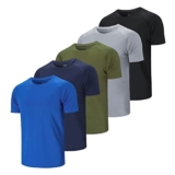 Cimic 5 Pezzi Maglietta Uomo Manica Corta T Shirt Palestra Trekking Running Maglia Traspirante Maglietta Sport Maglie Abbigliamento Estive Padel Sportiva Tshirt (510-Black Grey Green Navy Blue-L)
