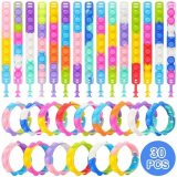 Coicok 30 Pezzi Regolabile Bracciale in Silicone, Gadget Compleanno Bambini, Regalini Fine Festa Compleanno, Giocattoli Antistress per Adulti e Bambini, Push Bubble Bracelets Fidget Toys