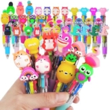 Coicok 33 pezzi Animale Colorate Penne Bambini, 4-in-1 Retrattile Penne carine con Adorabili Animali Kawaii, Feste Gadget Compleanno Bambini Materiale Scolastico Regalo(Multicolore)