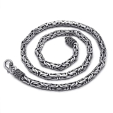 Collana a catena bizantina in argento sterling da uomo, gioielli hip-hop grossi in argento sterling 925 per ragazzi, argento 55 cm, spessore 6 mm