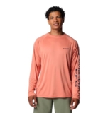 Columbia Terminal Tackle Maglietta a Maniche Lunghe da Uomo, Faded Peach/Collegiate Navy Logo, XL/Tall, Logo Faded Peach/Collegiate Navy, XL