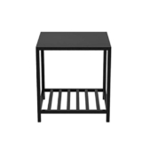 Comodino – Comodino – Comodino per casa, camera da letto, ufficio, dormitorio universitario, struttura in acciaio, piano in legno (nero)