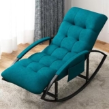 Comodo set di sedia a dondolo e poggiapiedi, moderno cuscino ad arco traspirante per soggiorno e camera da letto, elegante lettino da giardino con braccioli e tasche laterali, design Zero Gravity