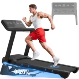 Cowmew Tapis Roulant, Tapis Roulant Pieghevole da 7HP con Livelli di Inclinazione del 20%, 1km/h- 20km/h, Ampio Display LCD e Sensore di Pulsazioni, Capacità di peso 200KG, Macchina da Corsa Compatibi