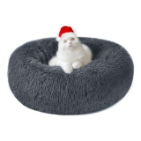Cuccia Gatto Cane Interno Morbida – Cuscino per Cani Gatti Nuvola Soffice Peluche Rotondo da Ciambella, Letto Pelosa Antistress per Animale Domestico Piccola Media (M-50cm/19.7in, Grigio Scuro)