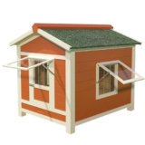 Cuccia per Cani da Esterno Gabbia per Cani e Gatti Rifugio per Animali Domestici in Stile Cabina da Esterno Cuccia per Animali Domestici con Porte e Doppie Finestre Ideale per Cani di Taglia Media e G