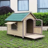 Cuccia per cani con porta, cuccia in legno impermeabile per interni ed esterni con finestre ombreggianti, riparo per animali domestici di piccola e media taglia, cani e gatti, 35,8