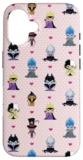 Custodia per iPhone 16 Disney Villains Kawaii Chibi Cuori Rosa