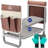 DEERFAMY Sgabello da Giardino con Cuscino Morbido 10,2″ di Larghezza, Inginocchiatoio Sedia da Giardino Fino a 150 kg, Incluse 2 Borse per Attrezzi da Giardino, Guanti da Giardino