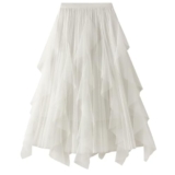 DGSHIRLDJO Gonna in Tulle Donna Gonna Lunga Elastica Elegante in Tulle Vintage Gonna in Tulle A-Line Gonna a Strati in Rete a Sbuffo per Tutti i Giorni, Prom