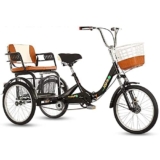 DINNA Triciclo Adulti 20 Pollici cestello Sedile Posteriore Trike Bike Principianti Biciclette 3 Ruote velocità Singola 3 Ruote Regolabili in Altezza, Triciclo