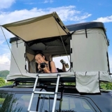 DOOKAA Tenda da Tetto Auto Campeggio 1-3 Persone Tetto da Trekking all’aperto, Doppie Porte per Tende, Tenda per Auto SUV | berlina, tettuccio Rigido, Tenda da Tetto con Scala Retrattile