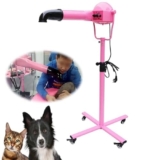 DOORIYY Asciugacapelli per Animali Domestici da 2200 W, Asciugatrice per Toelettatura Cani Gatti, con Ruote Frenanti, Temperatura e velocità Regolabili, Rotazione della Testina di Soffiaggio di 180°