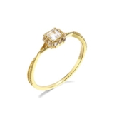 Daesar Anelli Donna Oro 18K, Anello Fede Donna Contorto Topazio Bianco Quadrato con Moissanite Oro Misura 21