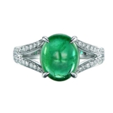 Daesar Anello in Oro Bianco Donna 18K, Anelli Argento Fidanzamento Forma Ovale Intarsiata Anello Smeraldo Naturale 5.15ct Diamante 0.18ct anelli donna misura 22