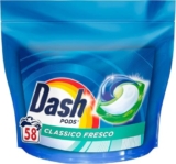 Dash Pods Detersivo Lavatrice In Capsule, 58 Lavaggi, Classico Fresco, Rimuove Le Macchie, Efficace A Freddo Anche E In Cicli Brevi