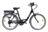 Denver Discovery E-bike E-4000 Bicicletta a pedalata assistita, City Bike con Ruote da 26″ Cambio Shimano 6 velocità, Donna, Nero