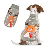 Dereine Maglione Natale Cane,Maglioncino Cane Natale,Maglioni per Cani,Maglione per Animali Domestici con Renna di Natale Design,Adatto per Cani di Piccola,Gatti,Invernali (grigio, XL)