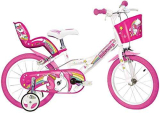 Dino Bikes Unicorn 14″ Bicycle, 35,5 Bambina, Bianco e Rosa