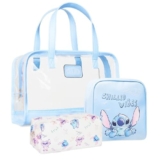 Disney Beauty Case da Viaggio Stitch, Set 3 Pochette Makeup Bag Beauty Case Donna Ragazza