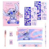 Disney Stitch Set di Cancelleria, Include Diario Segreto, Lucchetto con Chiavi, Penne, Adesivi, Custodia, Gomma, Temperamatite, Righello, Set di Cancelleria Regalo per Ragazze
