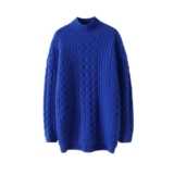 Donne Solido Kintted Cashmere Maglione Mezza Collo Alto Spessore Caldo Maglione Morbido Pullover Maglione, Blu, XXL