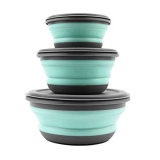 DragonX2 Set di Silicone Pieghevole Lunch Box, Set Campeggio Pieghevole Box 3 PZ Ciotola Insalatiera Pieghevole Con Coperchio Ciotola Insalatiera Da Viaggio Pieghevole per Cucina Campeggio All’aperto