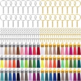 Duufin 360 Pezzi Portachiavi Set con 60 Pezzi Nappe Pendenti 60 Pezzi Portachiavi Anelli 120 Pezzi Anello di Salto e 120 Pezzi Perni a Vite(Oro, Argento)