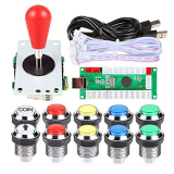 EG STARTS 1 giocatore LED Arcade fai da te Part Kit USB Encoder per PC Gamepad Ellisse & Ovale Stile Bat Joystick + 5V LED Arcade Pulsanti per Videogiochi Mame Raspberry Pi Arcade1up (cromati misti)