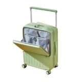 EPBRJMD Valigia con ruote, apertura frontale da 20 pollici, trolley da viaggio con telaio in alluminio da 24″ a 26″, set di valigie(Green,26Inches 650mm)