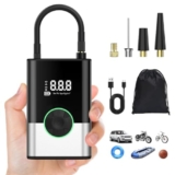 EVARYOO 6000mAh Mini Compressore Aria Portatile Auto, 150PSI Gonfiatore Bici Elettrico con Schermo LCD Digitale e Torcia LED, Pompa Elettrica per Bicicletta, Auto, Moto, Monopattino, Palloni
