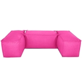 EVERGREENWEB Pouf da Esterno e interno, Salotto da giardino Elegante, Tessuto di alta Qualità Idrorepellente e sfoderabile – Outdoor & Indoor- Puff divano 3 pezzi, Made in Italy – Fuxia