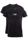 Emporio Armani Essential Monogram 2-pack T-shirt With Crew Neck, Maglietta Uomo, Nero Black Black, S