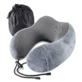Emwel Cuscino cervicale aeroplano, cuscino da viaggio in memory foam, ergonomico, cuscino cervicale da viaggio, gadget da viaggio, ideale per viaggi, aereo, auto, ufficio, grigio