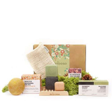 Enooso – Gift Box Natale con 6 prodotti regali Beauty – Shampoo e Balsamo Solido, Docciaschiuma Vellutante e Detergente Viso + Sacchetta in cotone e Poggia sapone | Set Regalo made in Italy