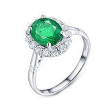 Epinki Anelli Ragazza Fedine, Anello Smeraldo 1.72CT con Diamante 0.49CT Fiore Anello di Matrimonio Misura 17