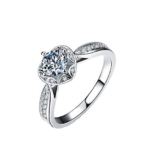 Epinki Anello Oro Bianco 18K, 0.3CT Diamante Cuore Anelli a Fascia Ragazza Donna Sposa Misura 12