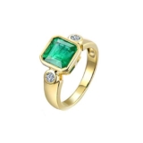 Epinki FEDI Nuziali 18K, Anello Smeraldo 1.85CT con Diamante 0.16CT Elegante Regalo Donna Compleanno Misura 18,5